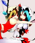  bad_id bad_pixiv_id blonde_hair blue_hair chirigami-san cookie cup flandre_scarlet food hat hug leaning_forward mouth_hold multiple_girls red_eyes remilia_scarlet short_hair siblings sisters smile tea teacup touhou wings 