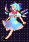  bad_id bad_pixiv_id bow cirno happy smile solo tomoya_(artist) touhou wings 