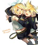  1girl bad_id bad_pixiv_id brother_and_sister kagamine_len kagamine_rin kawwa siblings twins vocaloid 