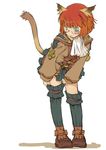  animal_ears artist_request blue_eyes blush boots cat_ears cat_tail final_fantasy final_fantasy_xi glasses mithra red_hair scholar_(final_fantasy) short_hair solo tail 