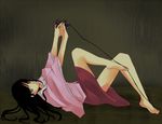  artist_request black_hair game_console houraisan_kaguya long_hair lying on_back playing_games playstation solo sony touhou video_game 