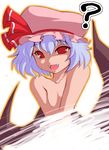 ? blue_hair fangs flat_chest hat noise nude pink_hat red_eyes remilia_scarlet solo touhou wings 