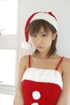  asian hat highres hoshino_aki marshmallow photo santa_costume santa_hat stocking_cap 