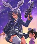  animal_ears bunny_ears gun inaba_tewi kabutoyama multiple_girls reisen_udongein_inaba thighhighs touhou weapon 