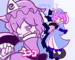  character_name chibi fan flat_color folding_fan hair_over_one_eye hat ikasui_(okakenn1224) japanese_clothes kimono parody puyopuyo puyopuyo_fever saigyouji_yuyuko shadow solo style_parody touhou zoom_layer 