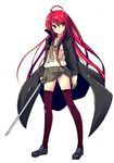  alastor_(shakugan_no_shana) bad_id bad_pixiv_id coat gin_(ginshari) jewelry katana legs long_legs pendant red_hair school_uniform shakugan_no_shana shana sword thighhighs weapon zettai_ryouiki 