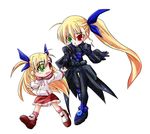  blonde_hair dual_persona heterochromia lyrical_nanoha mahou_shoujo_lyrical_nanoha mahou_shoujo_lyrical_nanoha_strikers multiple_girls older ponytail vivio yuuka_(o.t.kingdom) 