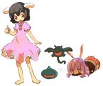  animal_ears bad_id bad_pixiv_id barefoot bound bunny_ears chibi dragon_quest drakee inaba_tewi multiple_girls rawan reisen_udongein_inaba slime slime_(dragon_quest) tears tied_up touhou 