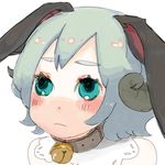  animal_ears bad_id bad_pixiv_id bell bell_collar blue_eyes blush collar copyright_request horns kujira lowres monster_girl sheep_girl short_hair solo 