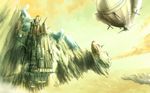  bad_id bad_pixiv_id castle cb cliff cloud copyright_request dirigible floating_castle floating_island flying landscape no_humans scenery sky water 