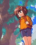  backpack bag bike_shorts bike_shorts_girl_(tomoshibi_hidekazu) lowres oekaki original randoseru solo tomoshibi_hidekazu tree 