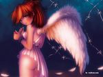  angel angel_wings ass bdsm blue_eyes bondage bound bound_wrists breasts feathers kobayashi_yuuji looking_back neon_genesis_evangelion red_hair rope small_breasts solo souryuu_asuka_langley wallpaper wings 