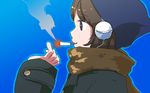  bad_id bad_pixiv_id brown_hair cigarette headphones kujira original scarf smoking solo 