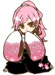  brown_eyes copyright_request japanese_clothes kaprice kimono oversized_clothes pink_hair ponytail solo 
