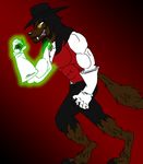  brown_fur canine claws clothed clothing count_ramsely_von_olaf countramsely fangs fur glowing glowing_eyes green_eyes hair hat hi_res male mammal solo undead vampire vest were werewolf 