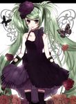  an-mar bad_id bad_pixiv_id bug butterfly dress elbow_gloves flower gloves green_eyes green_hair hatsune_miku highres insect long_hair rose smile solo thighhighs twintails very_long_hair vocaloid 
