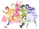  aoki_reika bad_id bad_pixiv_id blonde_hair blue_eyes blue_hair bow candy_(smile_precure!) casual closed_eyes dress drill_hair flower green_eyes green_hair green_shirt grin hair_bow hair_ornament hairband hairclip hino_akane_(smile_precure!) hiyokko_ep hoshizora_miyuki kise_yayoi midorikawa_nao multiple_girls open_mouth orange_shirt pants pink_bow pink_hair pink_vest ponytail precure red_hair shirt shorts smile smile_precure! thighhighs tripping twin_drills twintails vest white_hairband yellow_eyes zettai_ryouiki 