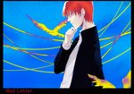  bad_id bad_pixiv_id bird black_eyes earrings fate/zero fate_(series) gakuran hand_on_own_chin jewelry male_focus mishina_nao profile red_hair school_uniform solo uryuu_ryuunosuke 