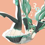  39 aqua_eyes aqua_hair bad_id bad_pixiv_id detached_sleeves falling hatsune_miku long_hair mikupa musical_note necktie noka_(blackheart1118) open_mouth skirt smile solo thighhighs twintails very_long_hair vocaloid zettai_ryouiki 