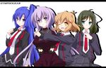  blazer blue_eyes blue_hair bow brown_hair green_eyes green_hair hair_bow jacket kazanari_tsubasa kohinata_miku kurono_yuzuko long_hair lydian_academy_uniform md5_mismatch multiple_girls one_side_up orange_eyes purple_eyes purple_hair school_uniform senki_zesshou_symphogear tachibana_hibiki_(symphogear) twintails yukine_chris 