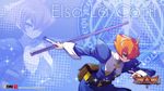  akaga_hirotaka arcana_heart arcana_heart_3 belt blue blue_background cross elsa_la_conti highres nun official_art orange_eyes orange_hair short_hair solo wallpaper zoom_layer 