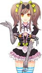  copyright_request cuffs elbow_gloves gloves lang_(chikage36) ribbon skirt solo striped striped_legwear thighhighs twintails 