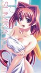  ahoge bou breasts cleavage hair_intakes kagami_sumika large_breasts muvluv naked_sheet 