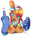  &lt;3 artist_request blue_eyes blush breasts cum dark_skin facial fuuro_(pokemon) gym_leader heart large_breasts middle_finger paizuri penis pokemon red_hair thumbs_down uncensored 