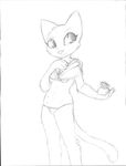  buttercup_saiyan feline female gold katia_managan khajiit mammal plain_background prequel sketch solo stripper the_elder_scrolls thong topless video_games white_background 