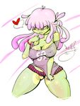  &hearts; anthro big_breasts breasts cleavage clothed clothing cradily female green green_skin hair nintendo panties pink_hair pok&#233;mon pok&#233;morph pok&eacute;mon pok&eacute;morph rikkistar shirt solo underwear video_games yellow_eyes yellow_skin 