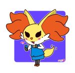  &lt;3 aggressive_retsuko beauty_mark clothing delphox female fenneko hi_res mahoxy nintendo phone pok&eacute;mon pok&eacute;mon_(species) sanrio solo video_games 