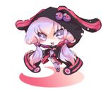  blush chibi hood hooded_jacket hoodie jacket long_hair looking_at_viewer open_mouth purple_eyes purple_hair simple_background smile solo striped striped_legwear twintails usoneko vocaloid voiceroid yuzuki_yukari 