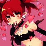  &hearts; :p bat_wings blush collar demon_girl demon_tail disgaea elbow_gloves etna finger_to_lips finger_to_mouth flat_chest gloves heart hearts jewelry looking_at_viewer pointy_ears red_hair ring short_hair short_shirt short_top solo tail tongue tongue_out twintails wings 