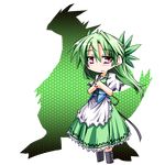  blush dress full_body gen_2_pokemon green_dress green_hair hemogurobin_a1c long_hair moemon personification pokemon red_eyes solo transparent_background tyranitar 