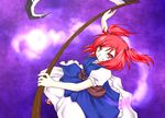  bad_id bad_pixiv_id colorized looking_at_viewer onozuka_komachi red_eyes red_hair scythe seark smile solo touhou 