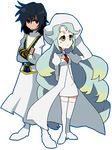  alternate_costume atwight_eks black_hair dymlos_timber gaias gaius_(tales) green_eyes hat long_hair multicolored_hair muse_(tales_of_xillia) muzet_(tales) red_eyes tales_of_(series) tales_of_destiny tales_of_destiny_2 tales_of_xillia very_long_hair 