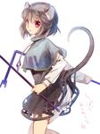  animal_ears bloomers capelet dowsing_rod dress dress_lift grey_hair holding jewelry light_smile miyuki_ruria mouse_ears mouse_tail nazrin necklace red_eyes short_hair simple_background solo tail touhou underwear white_background 