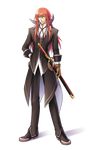  glasses gloves green_eyes red_hair richter_abend shoes sword tales_of_(series) tales_of_symphonia tales_of_symphonia_knight_of_ratatosk weapon 