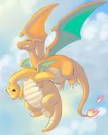  carrying charizard dragon dragonite duo feral fire flying nintendo pok&#233;mon pok&eacute;mon scalie video_games wings 