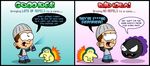  comic cyndaquil dialog english_text eye_bulge fire gastly hand_on_face hat human humor male mammal nintendo pok&#233;mon pok&eacute;mon spray_can text unknown_artist video_games 