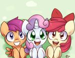  amber_eyes apple_bloom_(mlp) applebloom_(mlp) bow cub cute cutie_mark_crusaders_(mlp) equine female feral friendship_is_magic green_eyes group horn horse laying_on_back looking_at_viewer lying mammal my_little_pony on_back open_mouth pegasus pony scootaloo_(mlp) smile solar-slash sweetie_belle_(mlp) unicorn wings young 