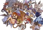  6+girls antlers armor athena_(lord_of_vermilion) bare_shoulders beard black_hair blonde_hair blue_eyes blue_hair bow_(weapon) breasts brown_eyes character_request cleavage closed_eyes cybele_(lord_of_vermilion) demon_girl dragon drill_hair elbow_gloves eyepatch facial_hair fairy_(lord_of_vermilion) gauntlets gloves glowing glowing_eyes hat head_wings highres lance large_breasts leviathan lilith_(lord_of_vermilion) long_hair lord_of_vermilion medium_breasts mizore_akihiro monster multiple_boys multiple_girls open_mouth pointy_ears polearm red_eyes red_gloves red_hair reindeer sharp_teeth short_hair small_breasts smile succubus succubus_(lord_of_vermilion) sword teeth top_hat twintails valkyrie valkyrie_(lord_of_vermilion) weapon white_hair wings 