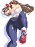  breasts cleavage commentary_request curvy large_breasts long_hair pantylines plump solo the_king_of_fighters thighs tonpuu yuri_sakazaki 