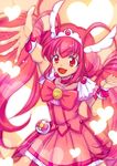  :d antenna_hair arm_up bad_id bad_pixiv_id bow bowtie choker cure_happy eyelashes head_wings heart henachoko_sakuma highres hoshizora_miyuki long_hair magical_girl open_mouth pink pink_bow pink_choker pink_hair pink_neckwear pink_skirt precure red_eyes skirt smile smile_precure! solo tiara twintails wrist_cuffs 