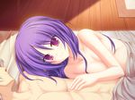  77 bed blush game_cg narukami_aoi nude purple_eyes purple_hair tenmaso whirlpool 
