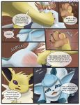  butt comic eeveelution glace glaceon jolteon male nintendo pain pocket_monsters pok&eacute;mon pok&eacute;mon_(species) punishment scratching spanking text video_games watt xxgato 