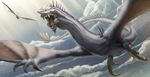  claws cloud dragon flying highres no_humans original sky wyvern zhen_lu 