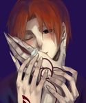  bad_id bad_pixiv_id black_eyes caster_(fate/zero) command_spell face fate/zero fate_(series) fuxia hand_kiss hand_on_another's_face hands highres kiss male_focus one_eye_closed red_hair tattoo uryuu_ryuunosuke 