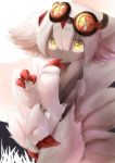  1girl black_skin blush claws extra_arms faputa female fur kyabe_tsuka made_in_abyss monster_girl solo white_hair yellow_eyes 