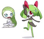  blush cosplay costume_switch gen_3_pokemon gen_5_pokemon green_hair headset kirlia kirlia_(cosplay) legendary_pokemon lowres meloetta meloetta_(cosplay) no_humans open_mouth pokemoa pokemon pokemon_(creature) red_eyes sitting smile tears wariza wavy_mouth 